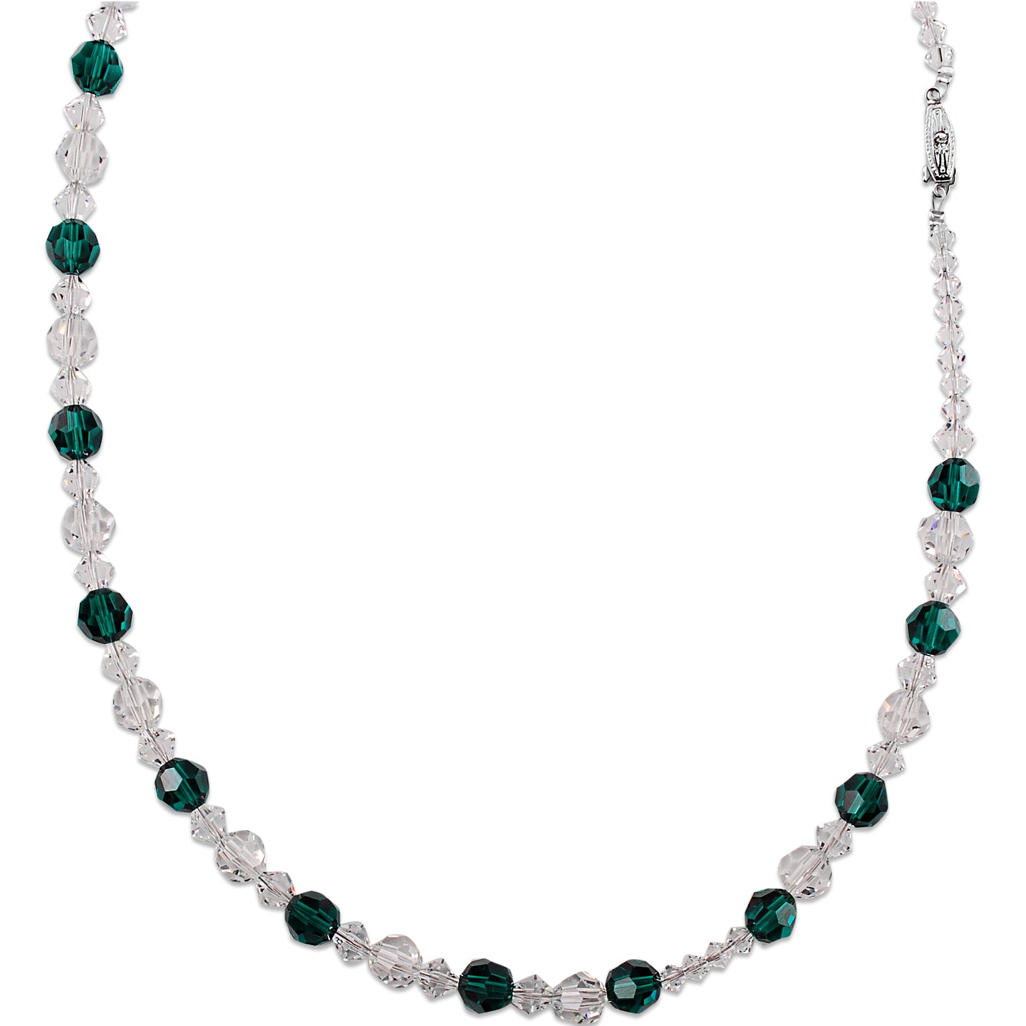 Crystal and Emerald Beaded Necklace (Long)