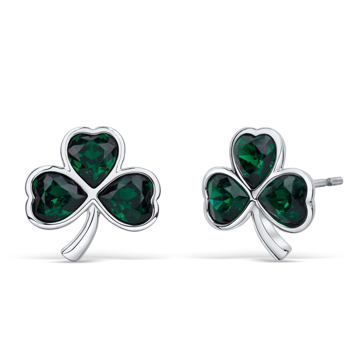 Shamrock Earrings with Emerald Green Crystals