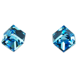 Crystal Cube Earrings - AQUA