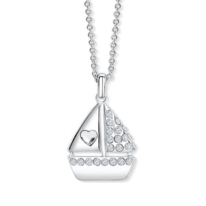 Sailing boat Pendant with Clear Crystals
