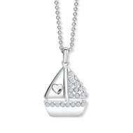 Sailing boat Pendant with Clear Crystals
