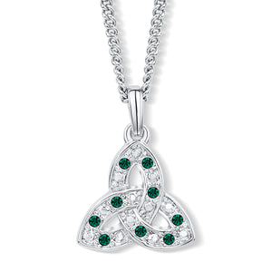 Trinity Knot Emerald Crystal Pendant