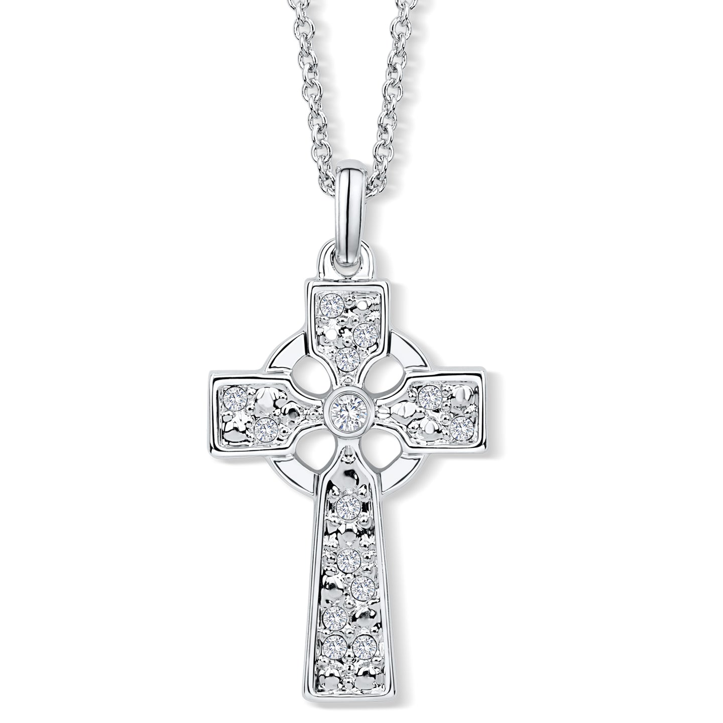 Celtic Cross Pendant set with Clear Crystals